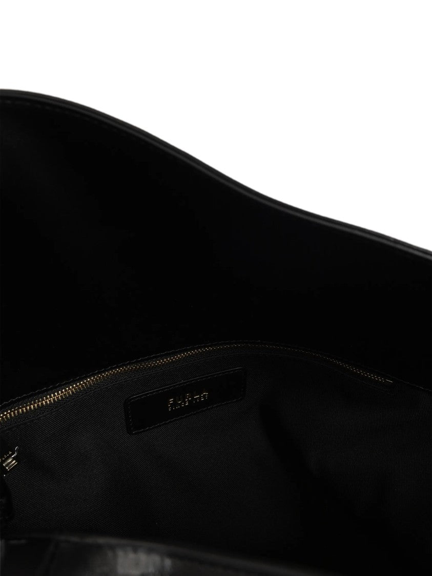 Furla Black Leather Shoulder Bag With Adjustable Strap