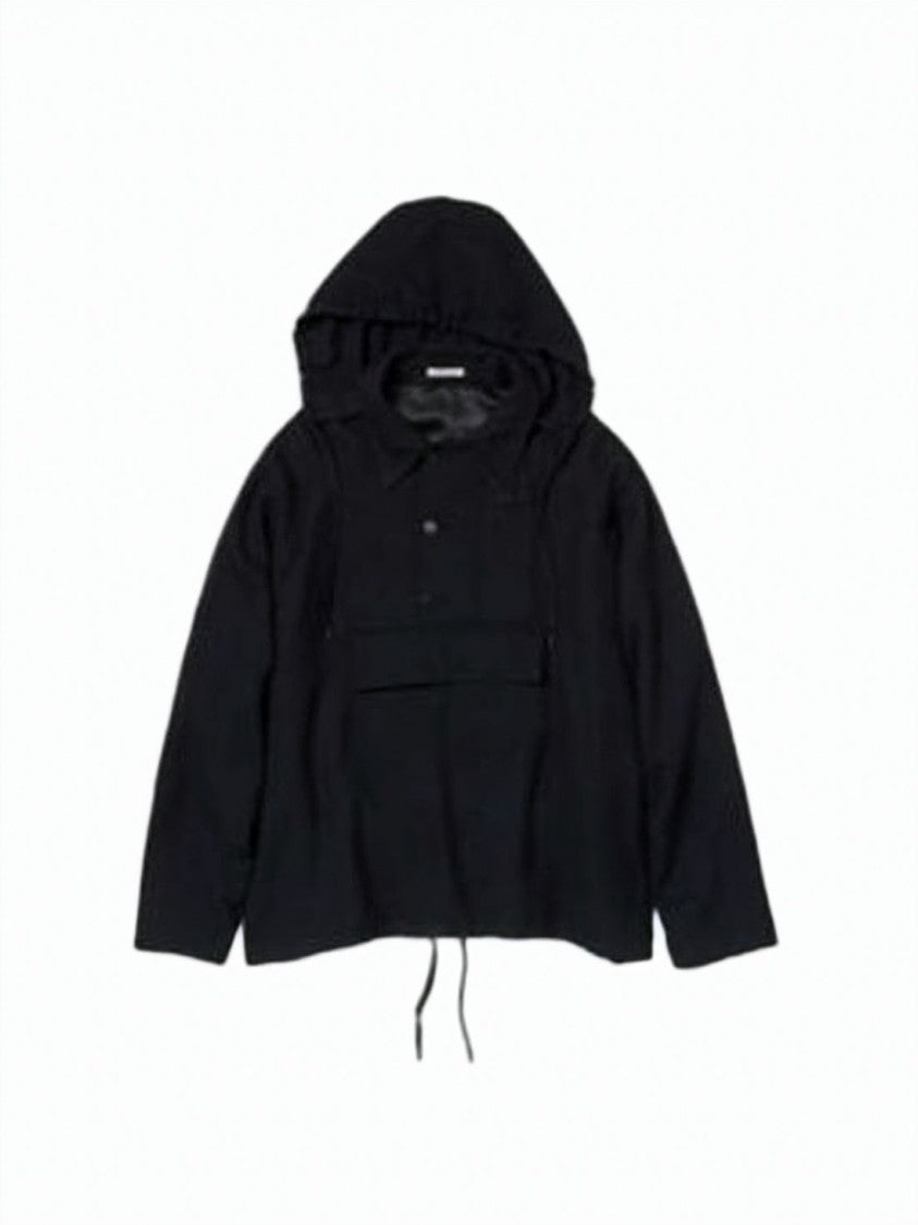 Auralee Hooded Wool Jacket With Half-Placket