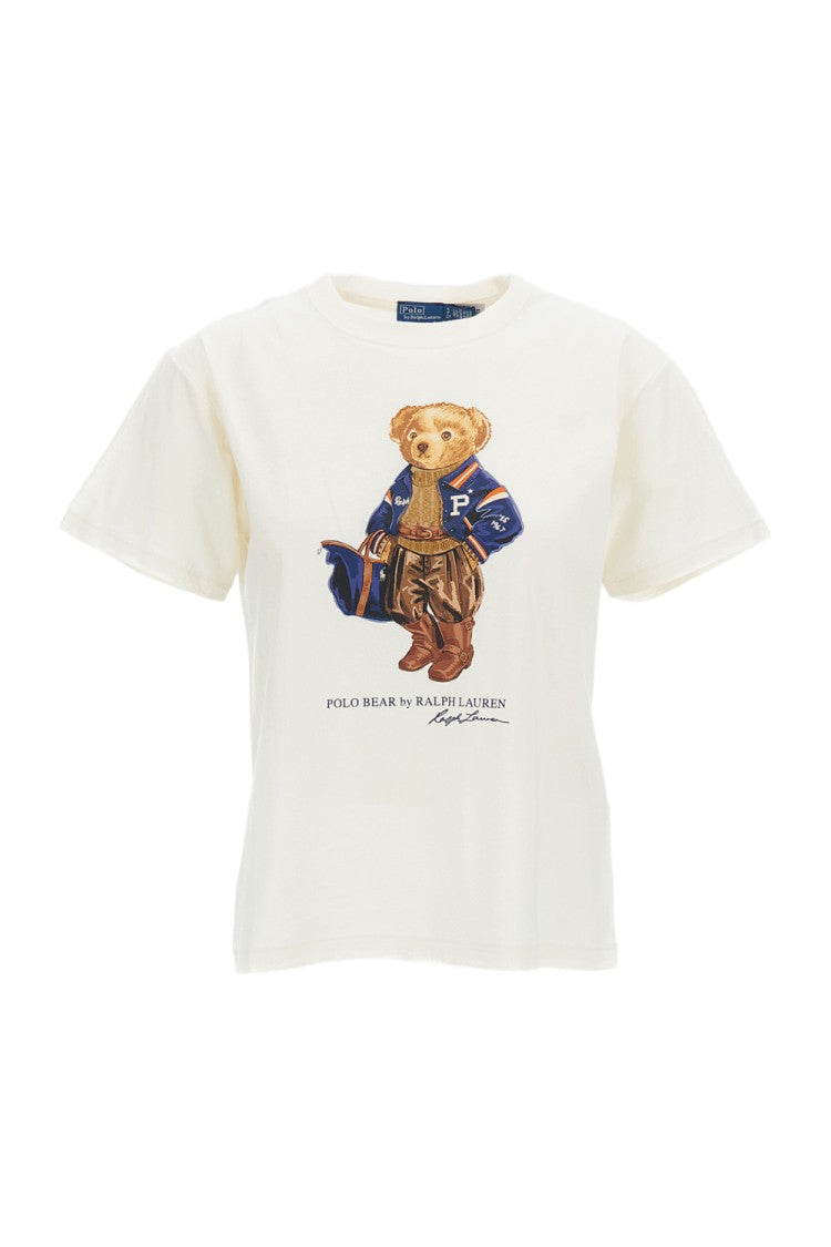 Polo Ralph Lauren Off-White Polo Bear Embossed Cotton T-Shirt