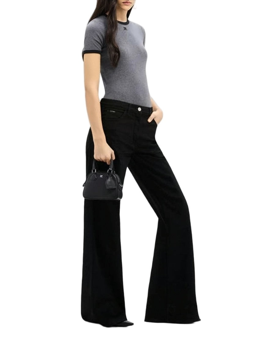 Courrèges Structured Black Calf Leather Tote Bag