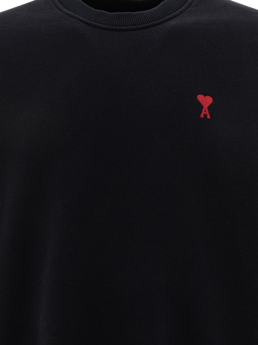 Ami Paris Crewneck Sweatshirt With Embroidered Heart Detail