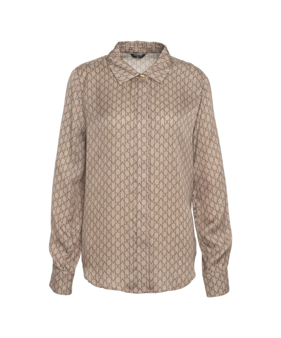 Guess By Marciano Refined Monogram Blouse With Classic Collar And Buttoned Cuffs