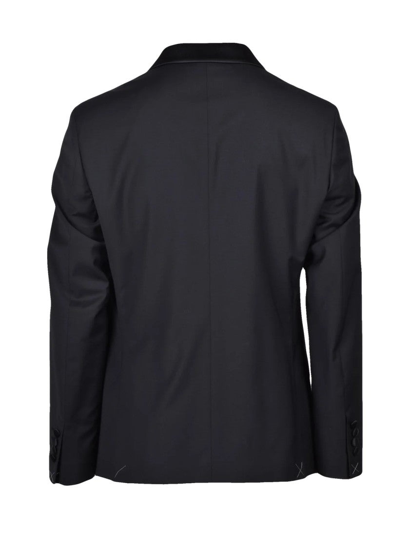 Paoloni Double-Breasted Black Suit With Satin Lapel