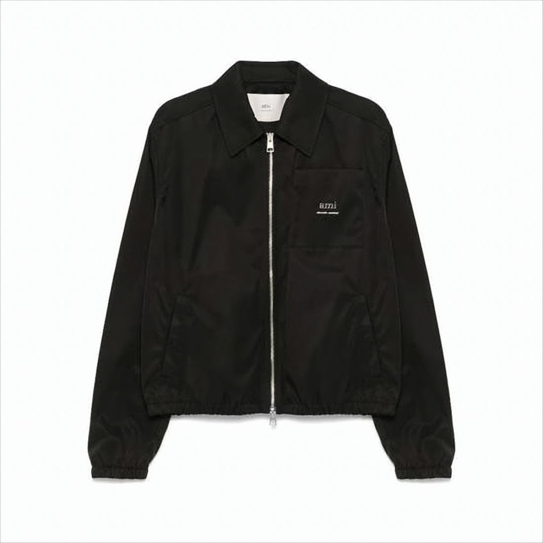 Ami Paris Minimalist Black Bomber Jacket With Modern Fit