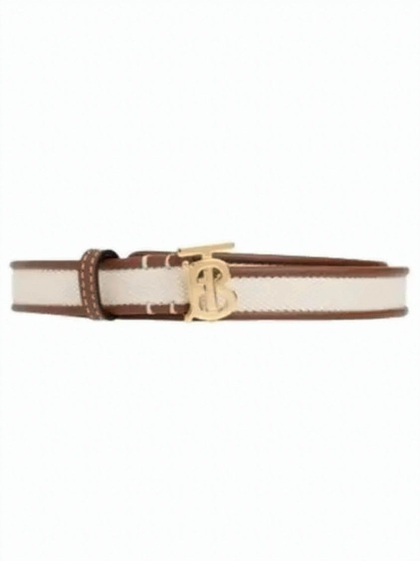 Burberry Woven Fabric Belt With Smooth Leather Edges