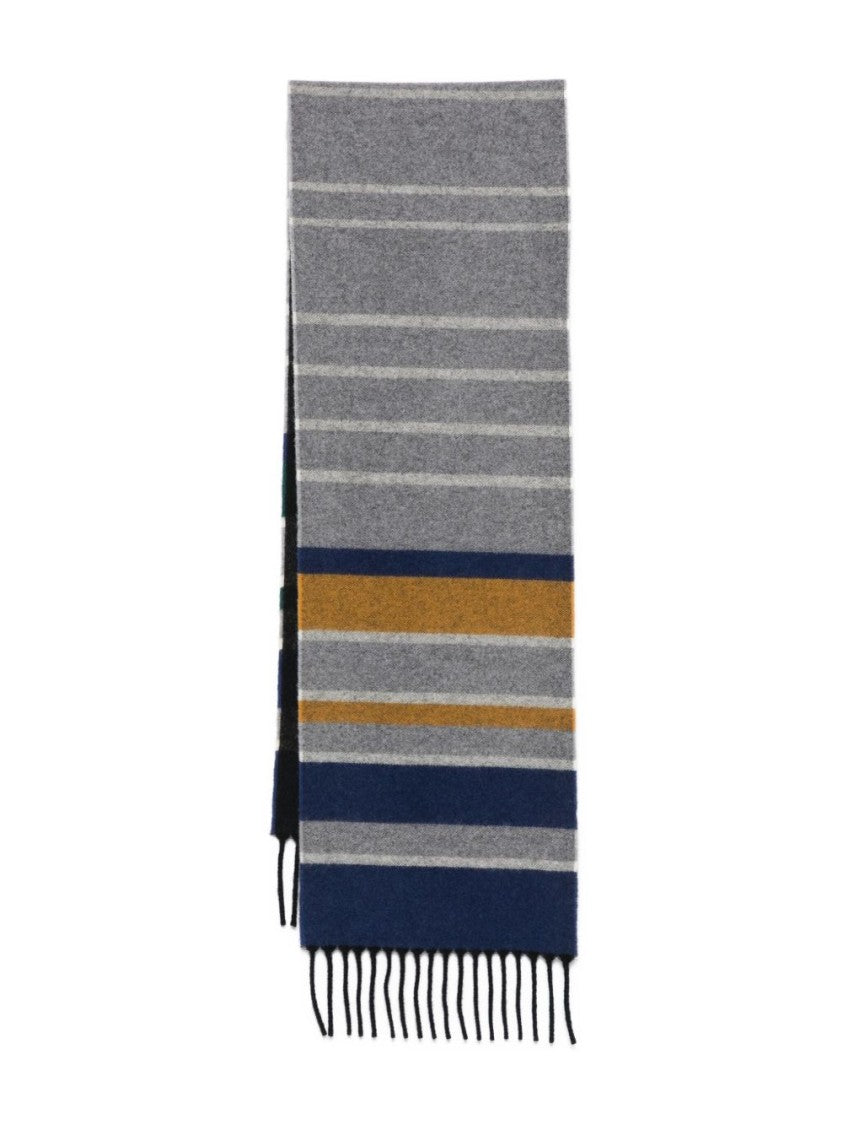 Paul Smith Long Grey Meridiana Scarf With Colour-Block Design