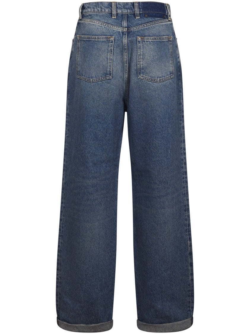 Golden Goose Relaxed Wide-Leg Denim Jeans In Medium Stone Wash