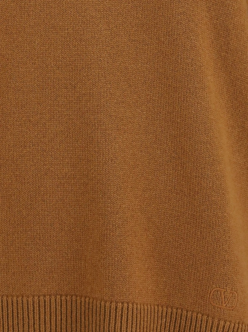 Valentino Earthy Wide V-Neck Cashmere Sweater