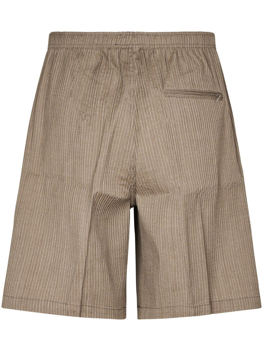 Cellar Door Relaxed-Fit Dove Grey Shorts With Vertical Pinstripe