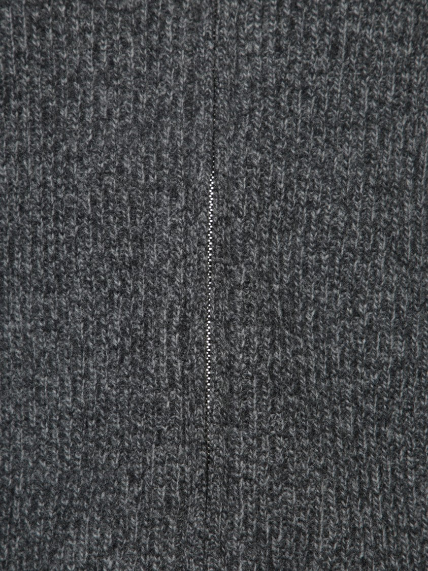 Officine Generale Black Wool-Cashmere Zip Sweater