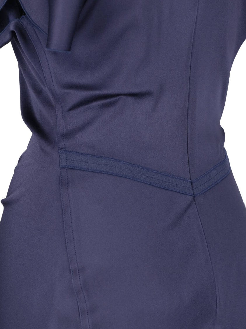 Victoria Beckham Midi-Length Dress With Fitted Waist And Subtle Ruching