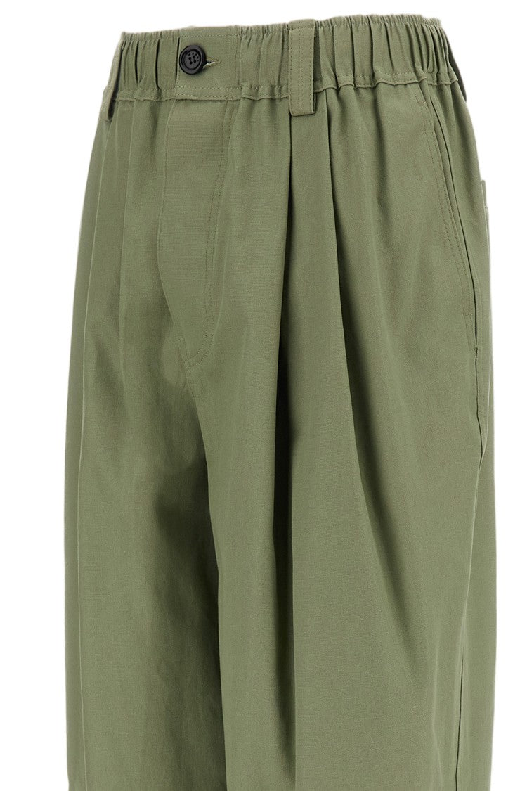 Marni Green Balloon Canvas Cotton-Blend Wide-Leg Pants