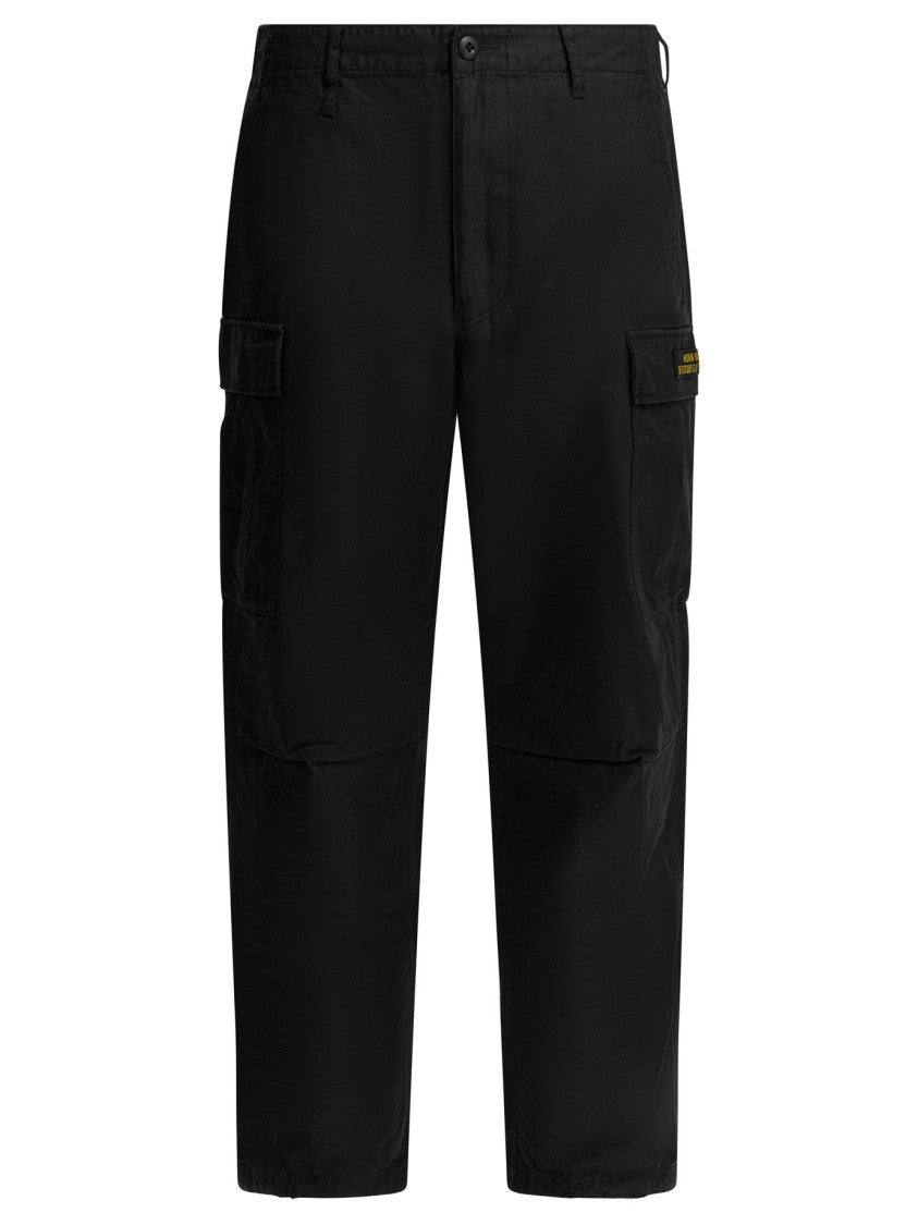 Human Made Relaxed Fit Cargo Trousers In Black Cotton