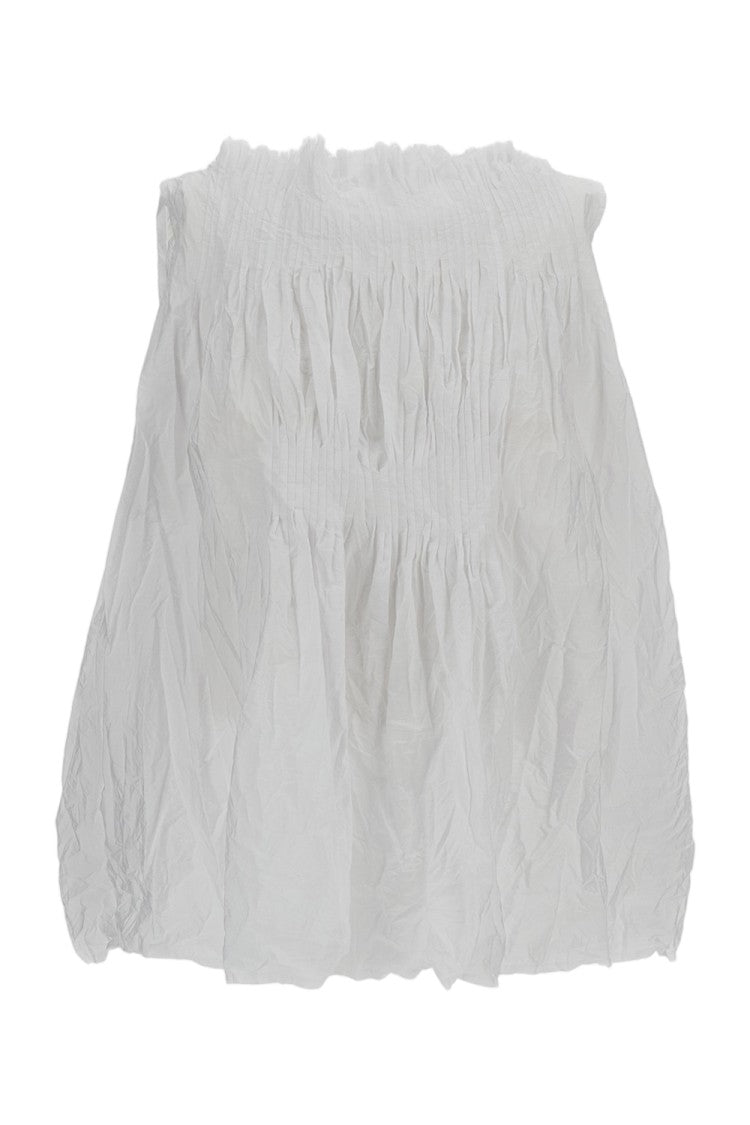 Daniela Gregis White Ruched Crinkled Cotton Top