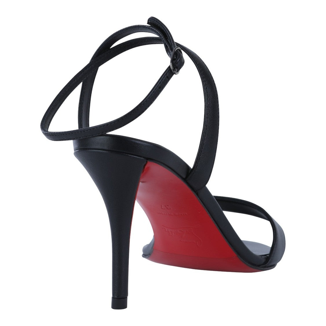 Christian Louboutin Black Leather Sandals With Glossy Red Sole