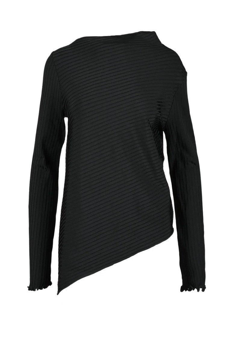 Róhe Ribbed Long-Sleeved Blouse With Asymmetrical Hemline