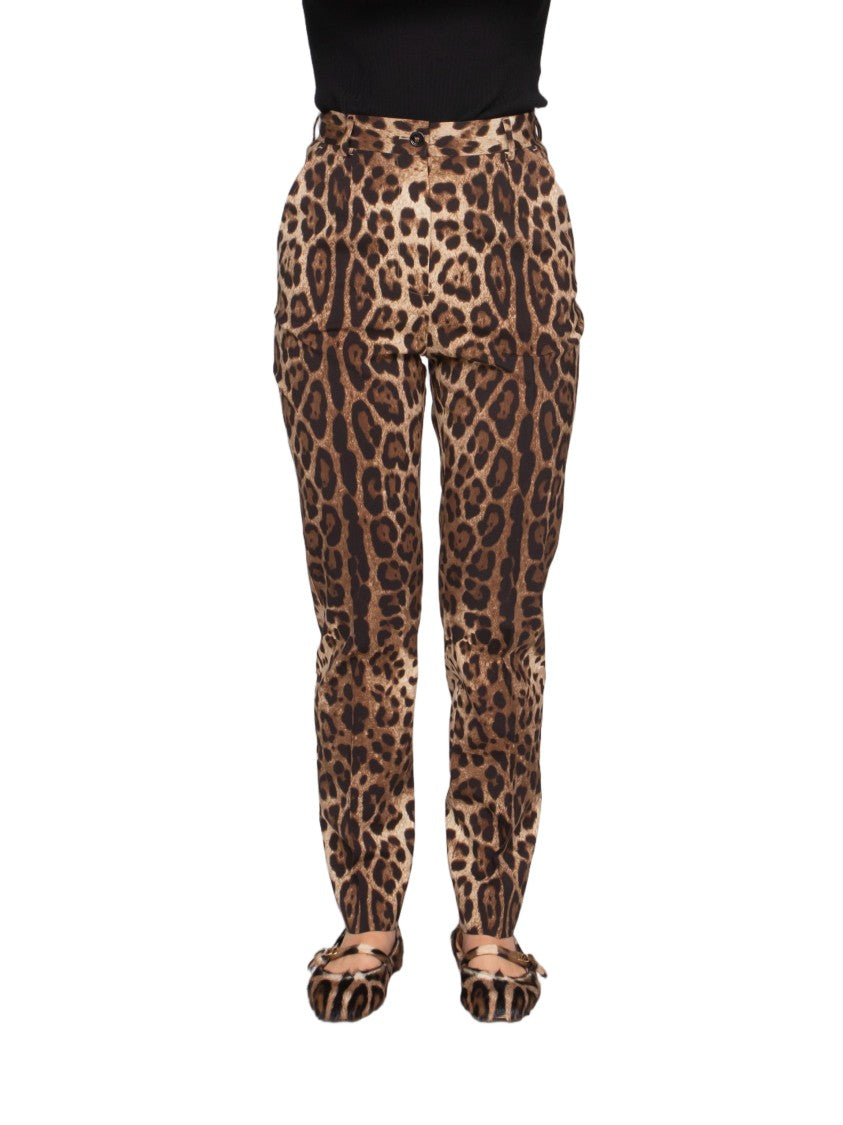 Dolce & Gabbana Leopard Print High-Waisted Tailored Pants