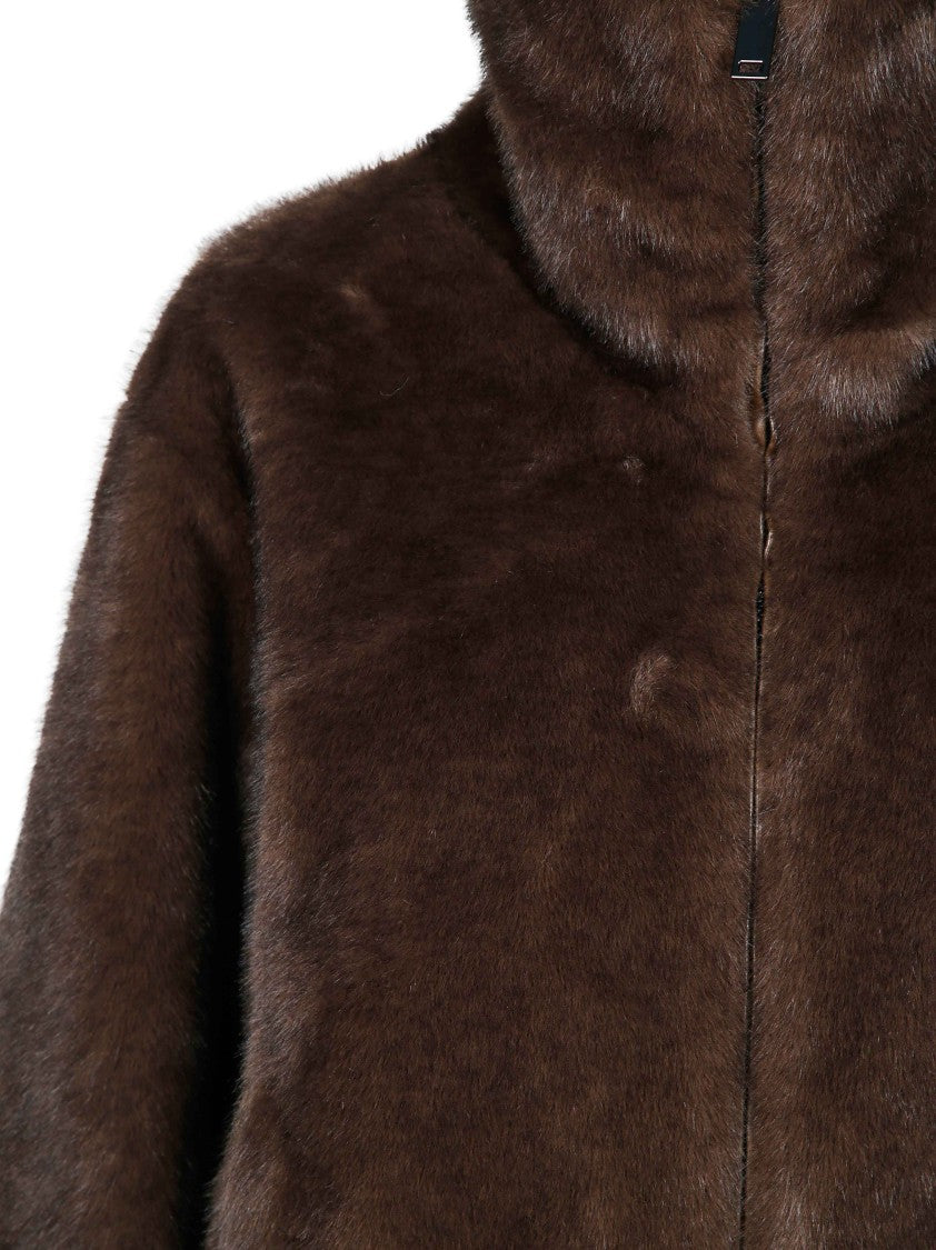 Parosh Faux Fur Zip Down Jacket