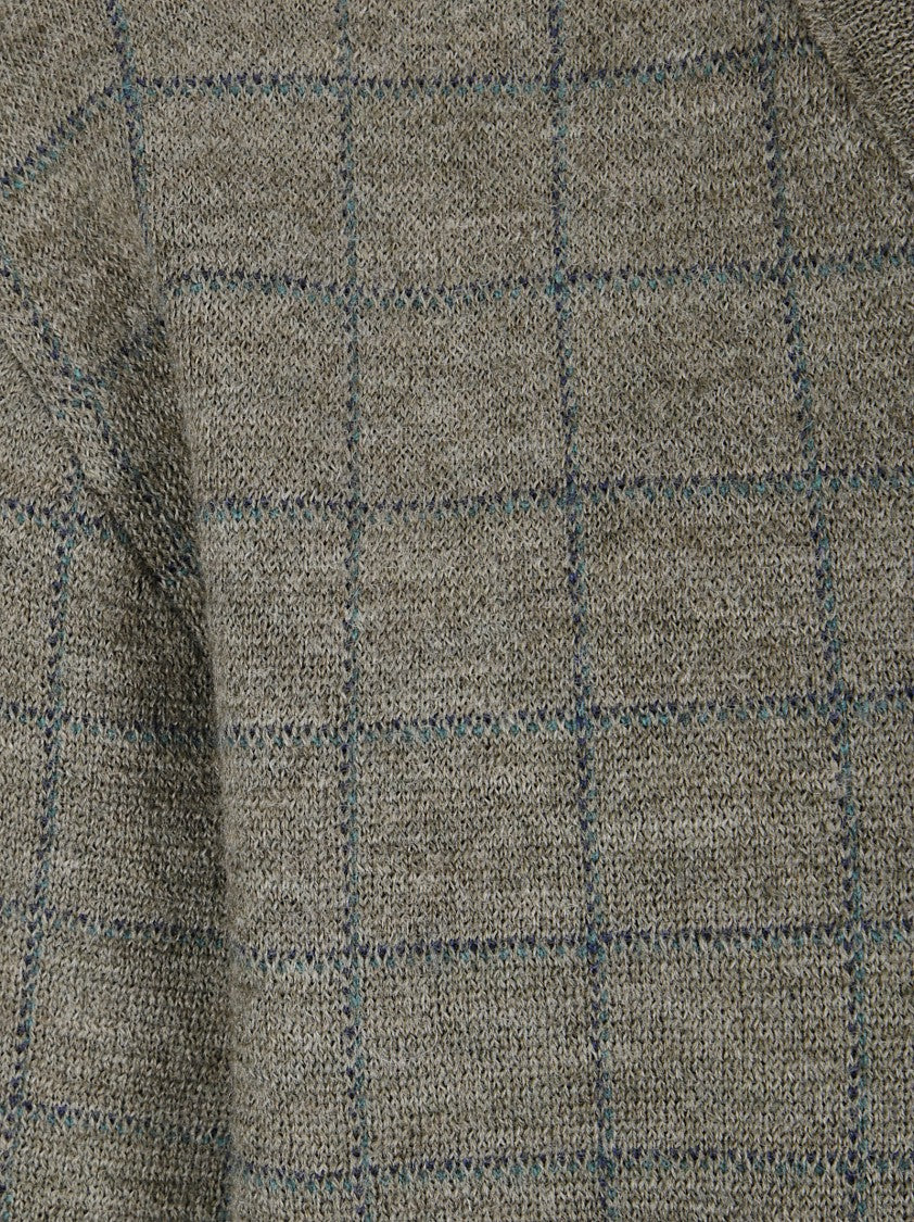 Maison Margiela V-Neck Sweater With Subtle Checkered Pattern