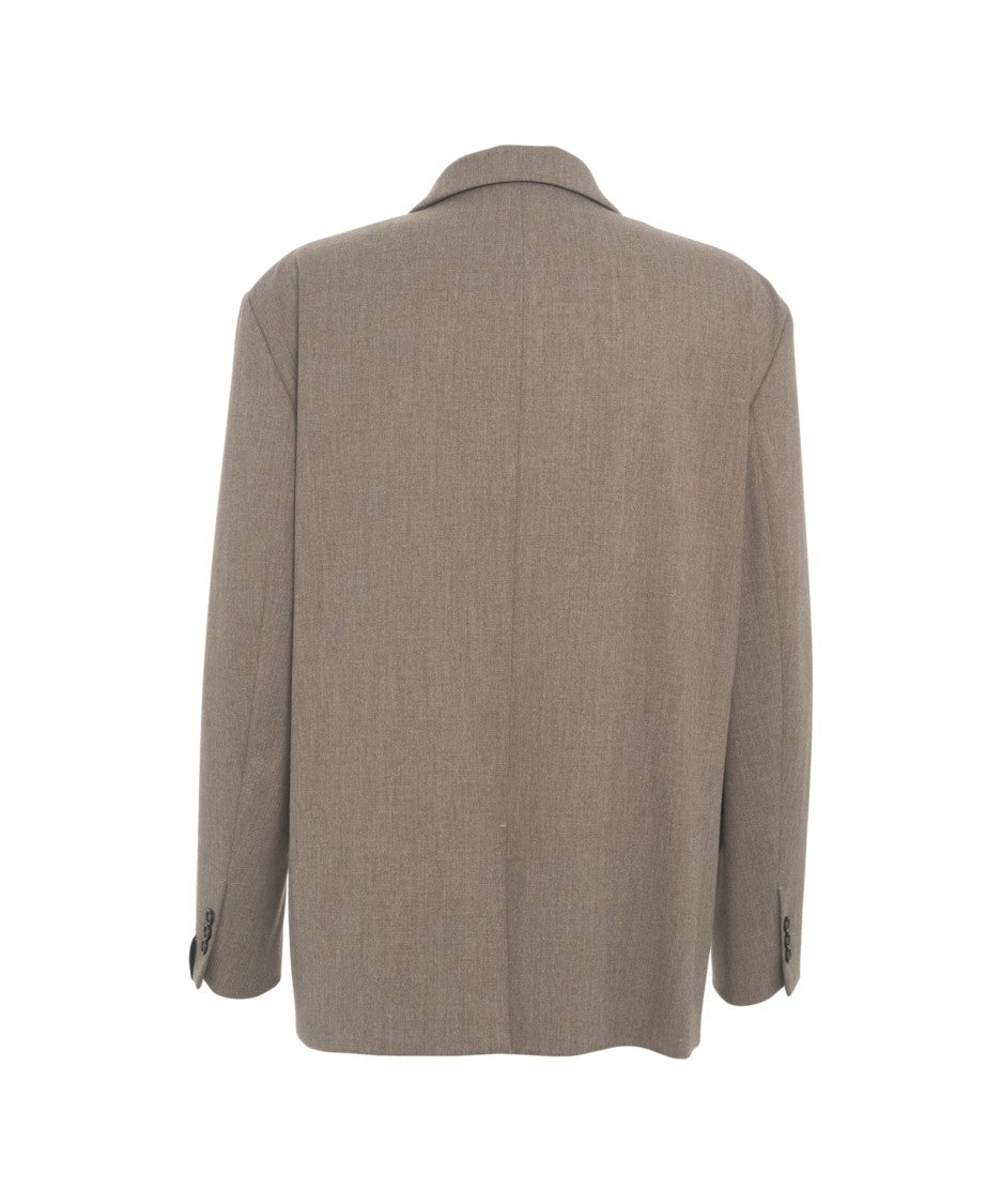 Paolo Pecora Brown Single-Breasted Blazer With Notched Collar And Flap Pockets