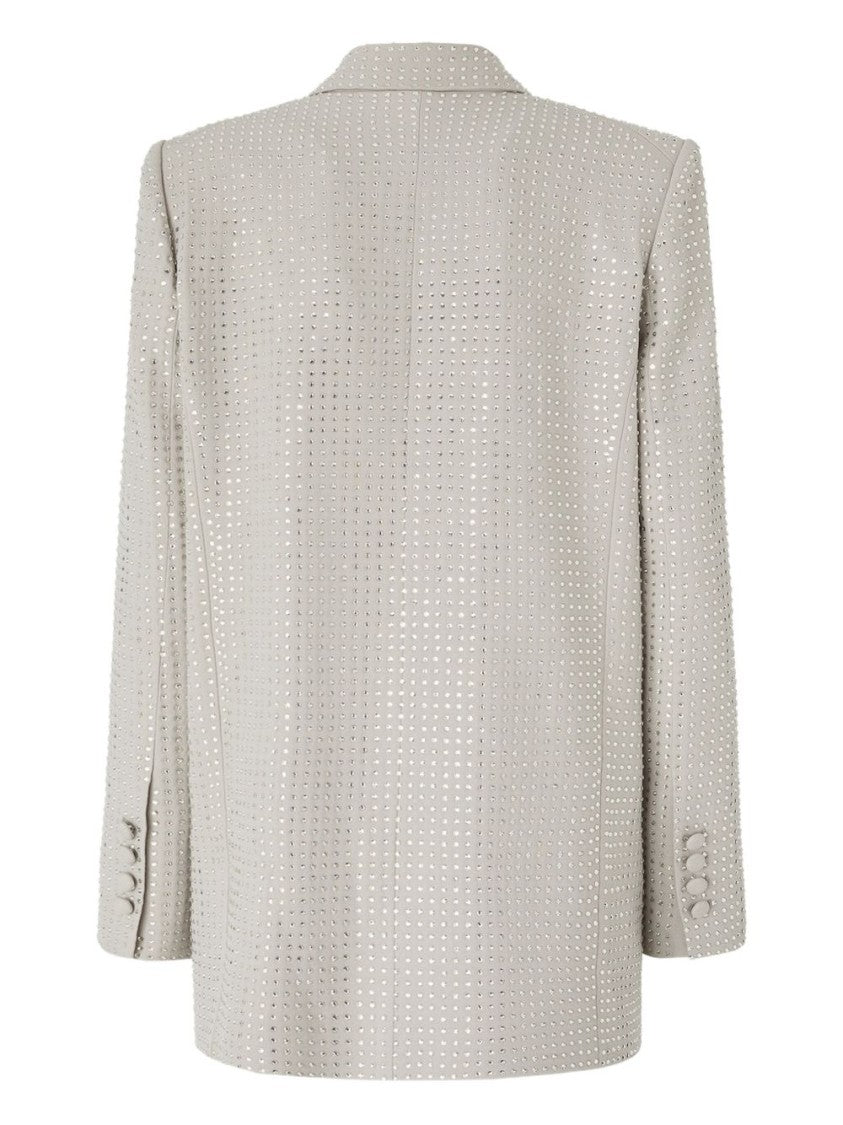 Pinko Double-Breasted Blazer With Rhinestone Embellishments