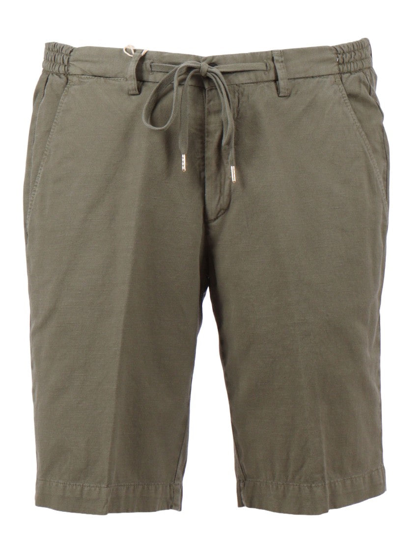 Briglia Olive Cotton Linen Relaxed Shorts