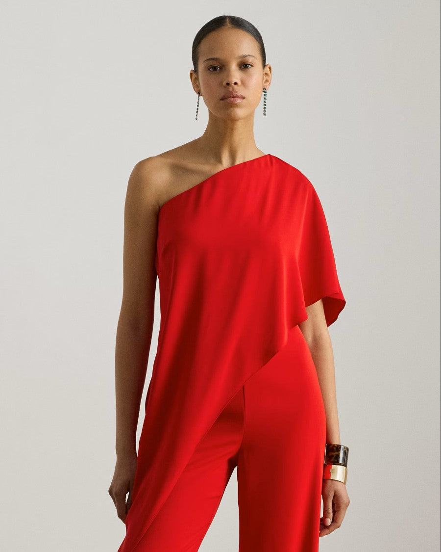 Lauren Ralph Lauren Red Silky Georgette Jumpsuit