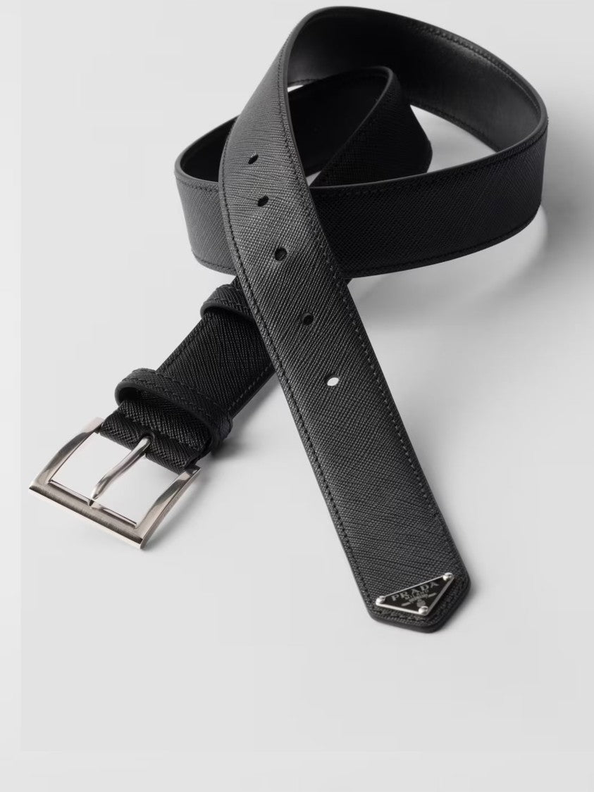 Prada Saffiano Calf Leather Crosshatch Belt