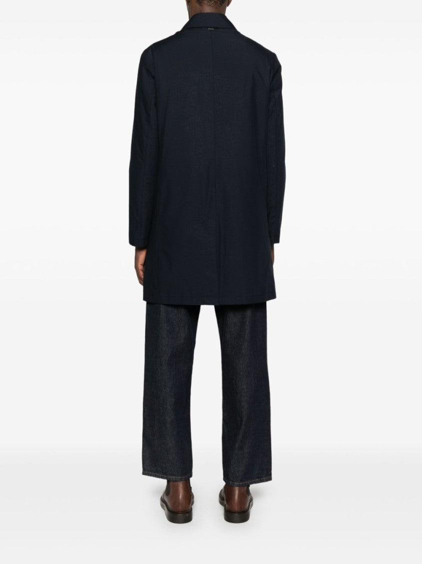 Corneliani Mid-Length Blue Coat With Minimalist Design