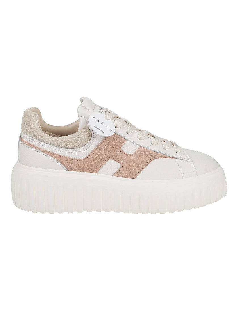 Hogan H-Stripes Calf Leather Suede Sneakers