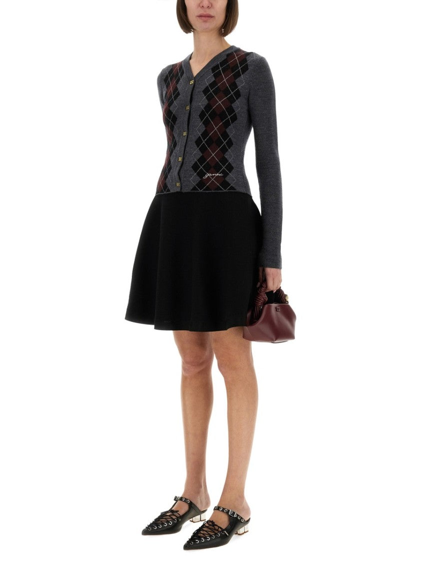 Ganni Argyle Patterned Cropped Cardigan