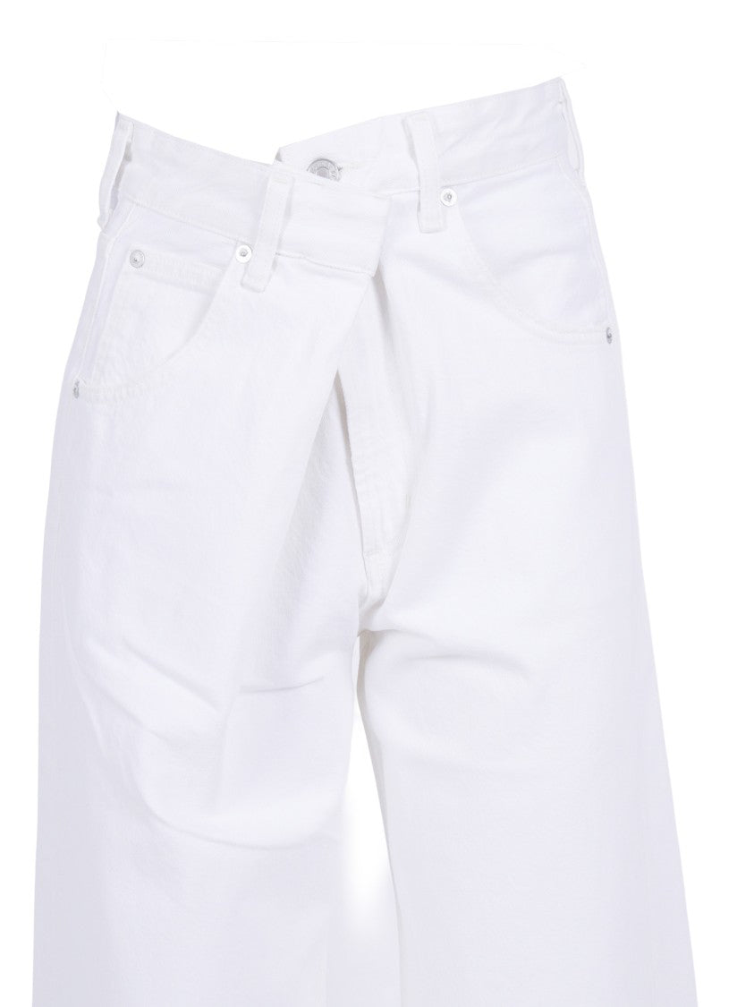 Agolde White Vana Fold Wide Leg Jeans