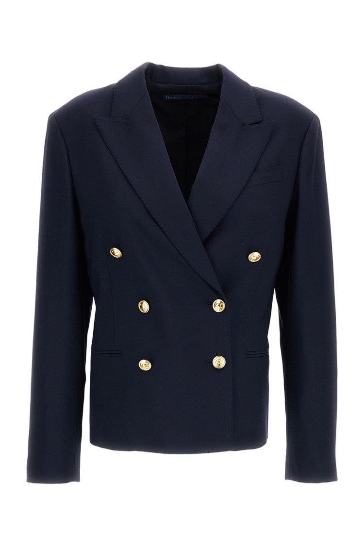 Polo Ralph Lauren Navy Blue Wool-Blend Cropped Blazer