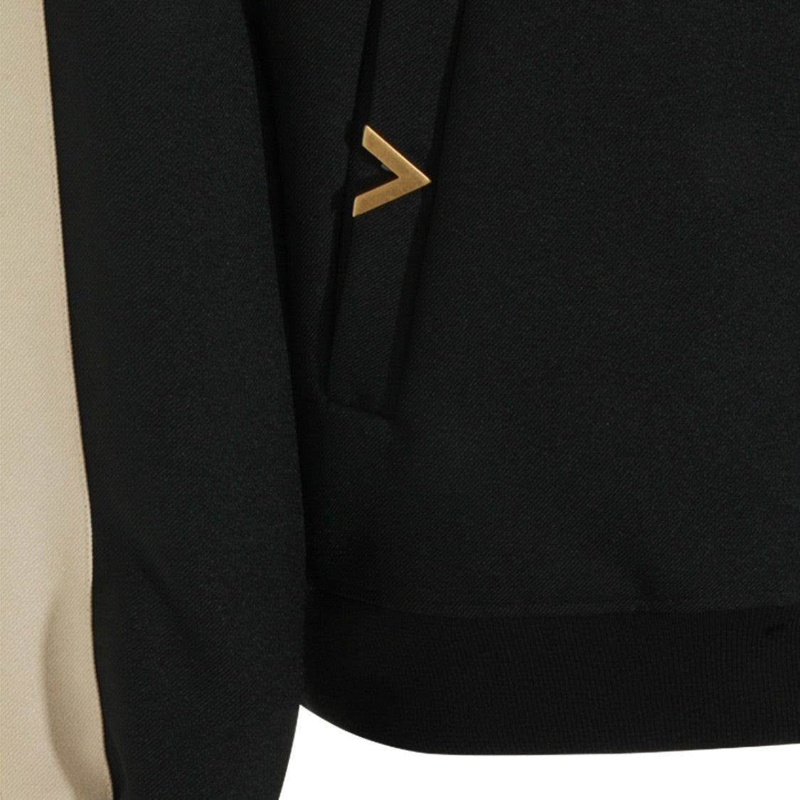 Valentino High Collar Black Sweatshirt With Zip Fastening And Gold Logo Accents
