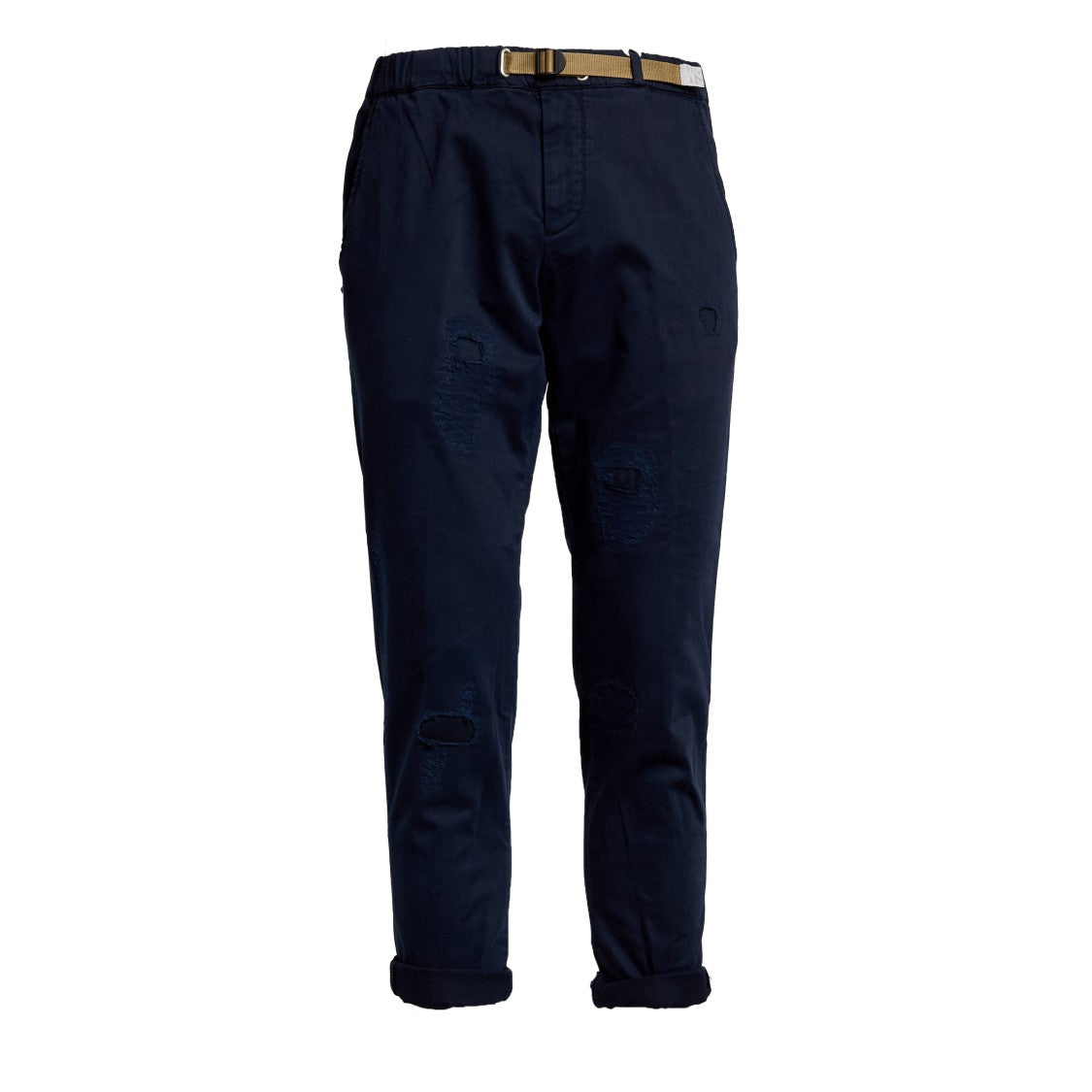 White Sand Distressed Pima Cotton Long Pants