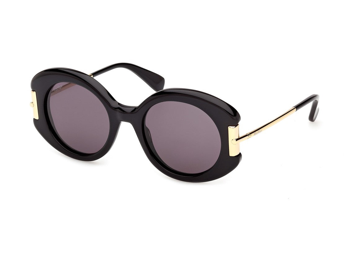 Max Mara Black Mm0188 Large Round Acetate Sunglasses