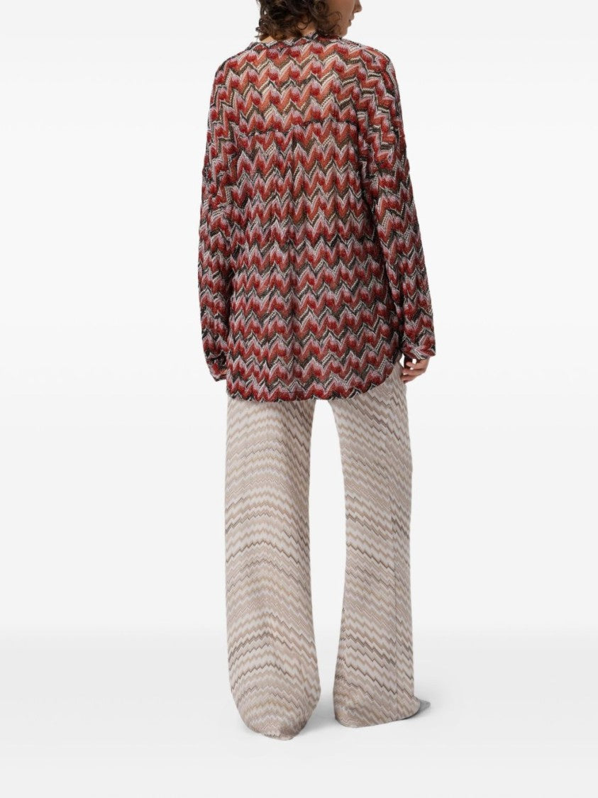 Missoni Oversized V-Neck Mandarin Collar Blouse
