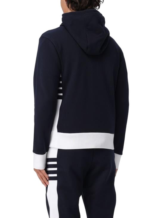Thom Browne Cotton Hooded Zip-Up Top With Contrasting Trim