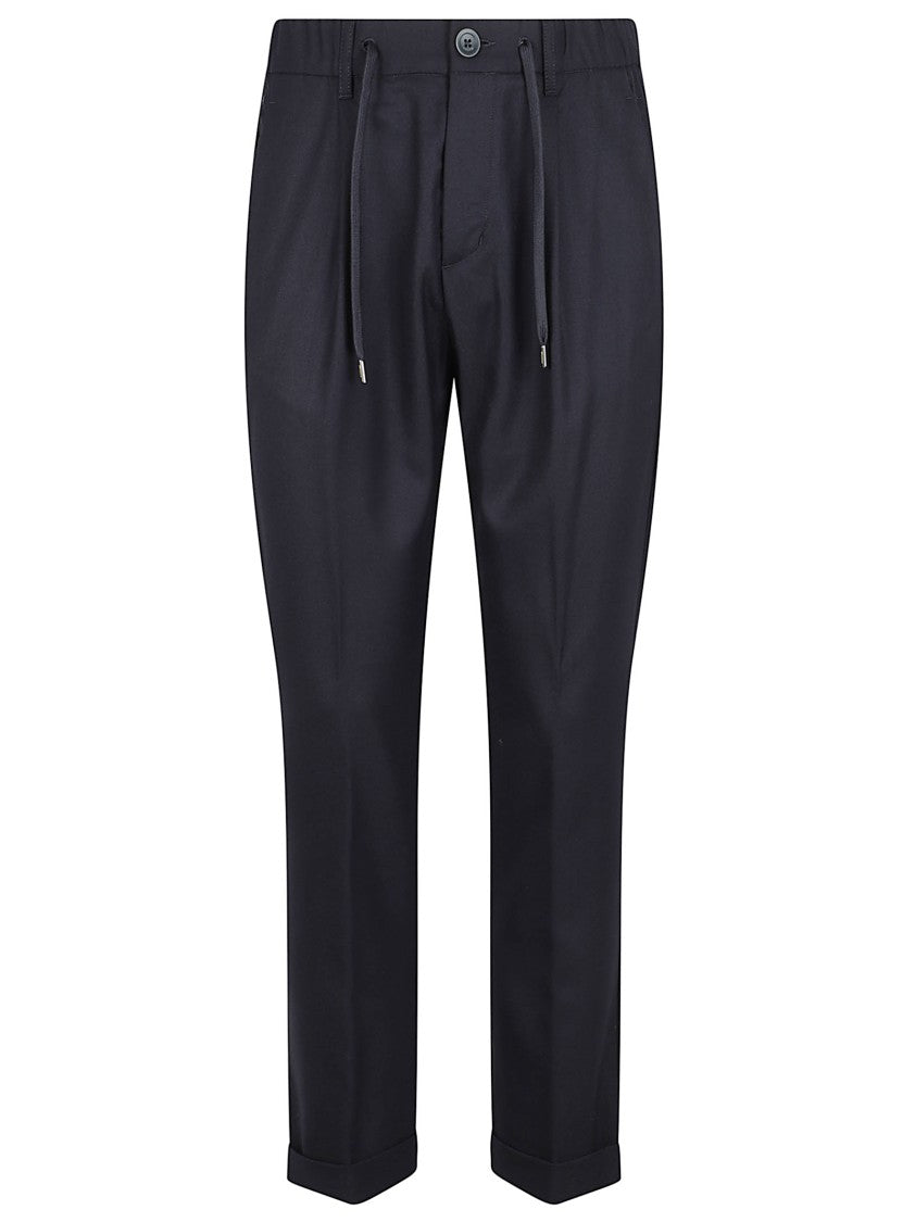 Herno Fluid Stretch Wool Blend Trousers With Elastic Waistband