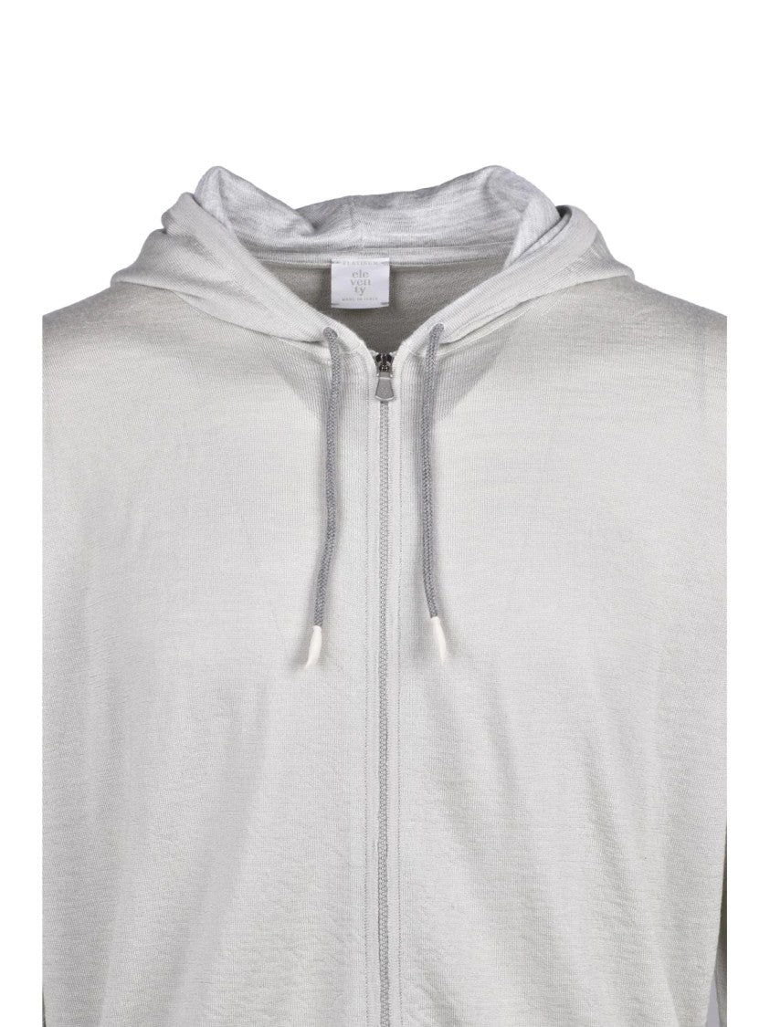 Eleventy Light Grey Wool Silk Men's Zip Cardigan