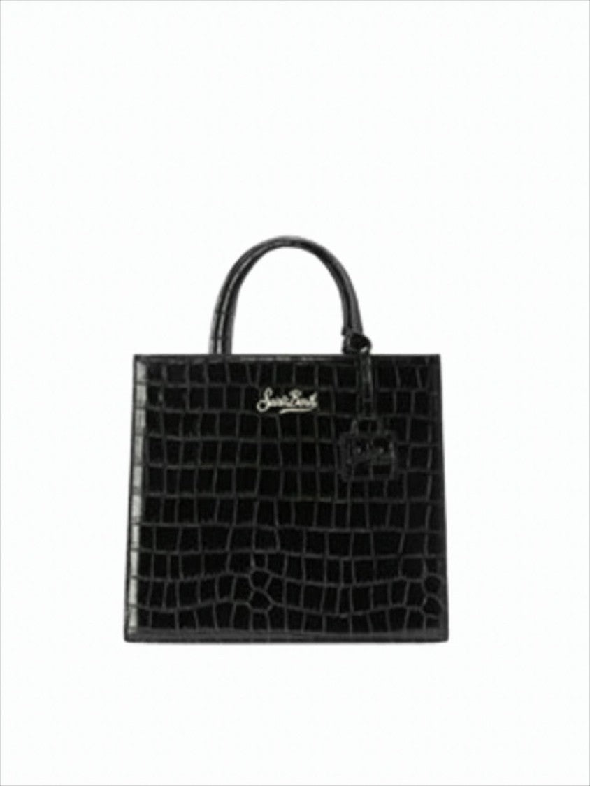 Mc2 Saint Barth Crocodile-Embossed Leather Midi Shop Bag