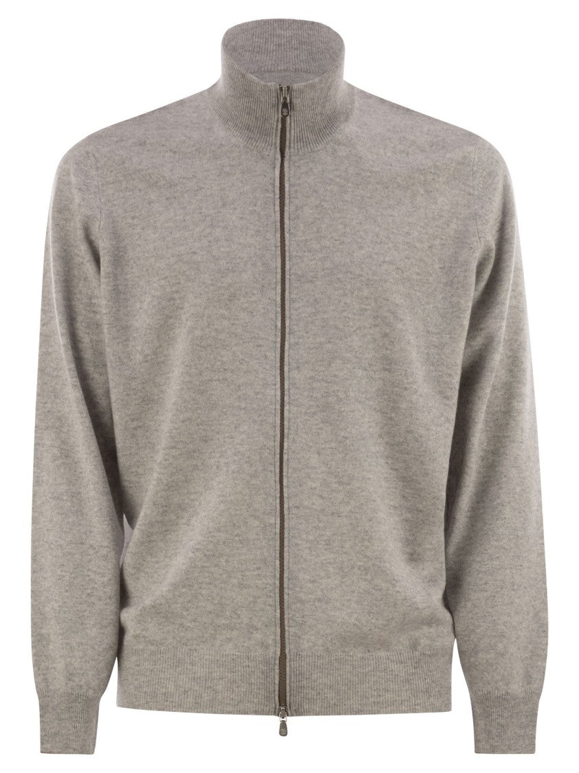 Brunello Cucinelli High-Necked Cashmere Cardigan With Zip