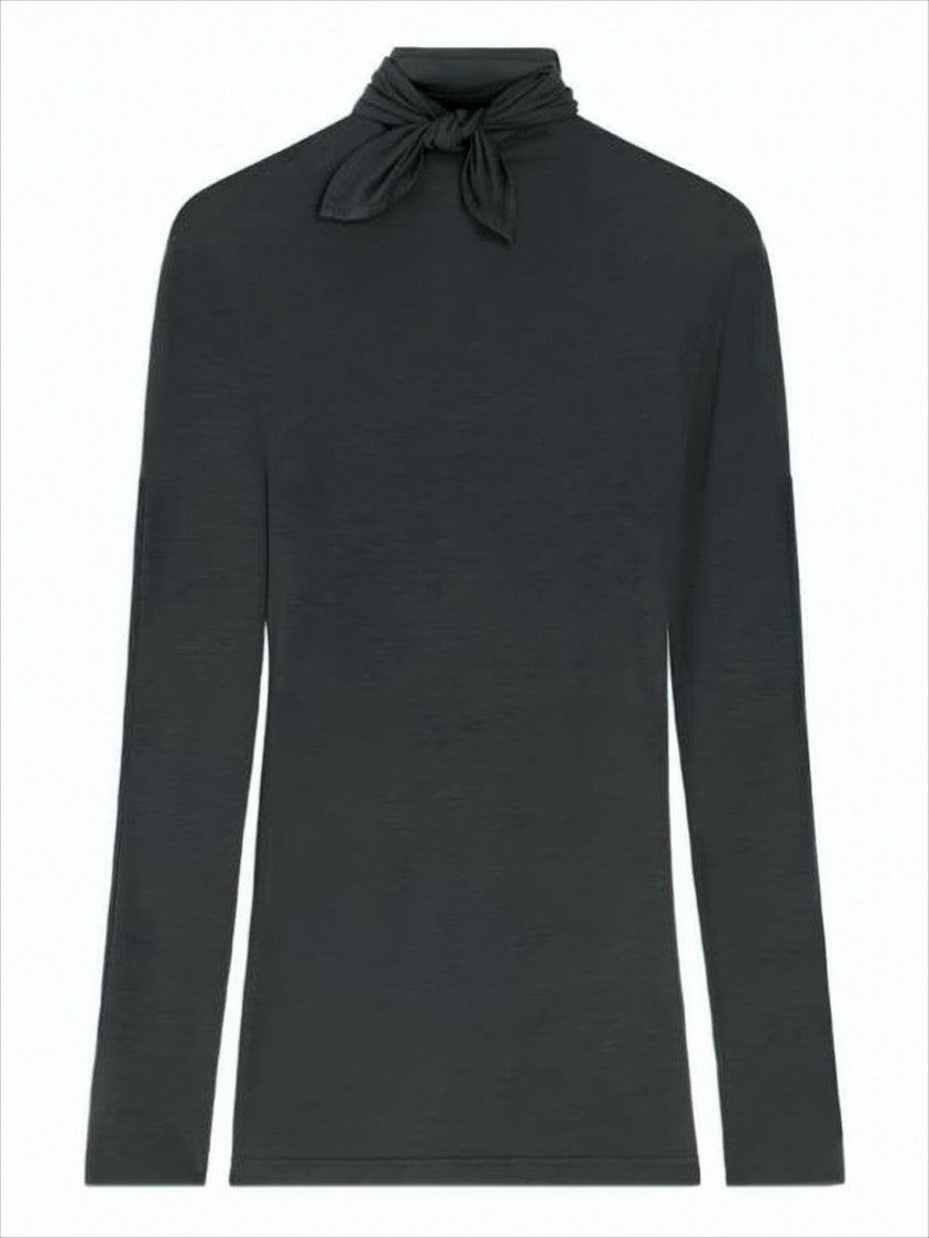 Lemaire Sculpted Grey Long-Sleeve Top With Knot Detail