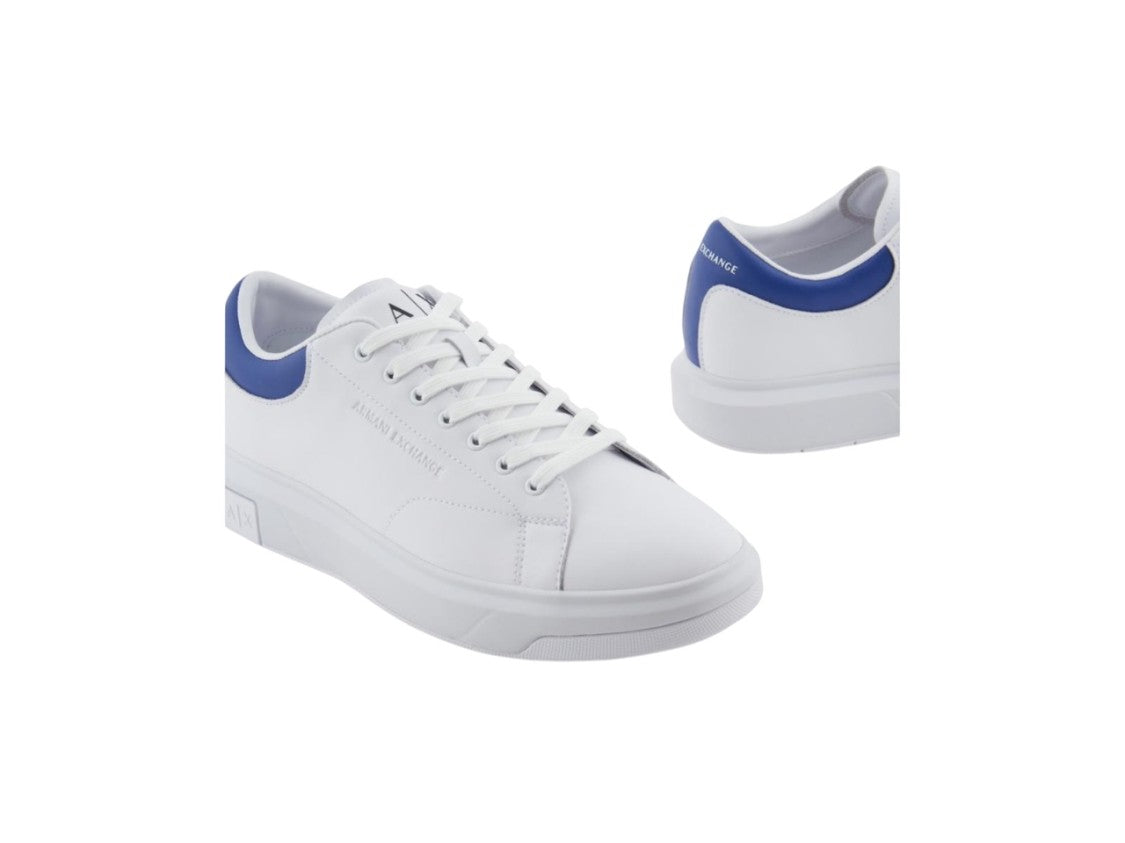 Armani Exchange White Leather Logo Lettering Rubber Sneakers