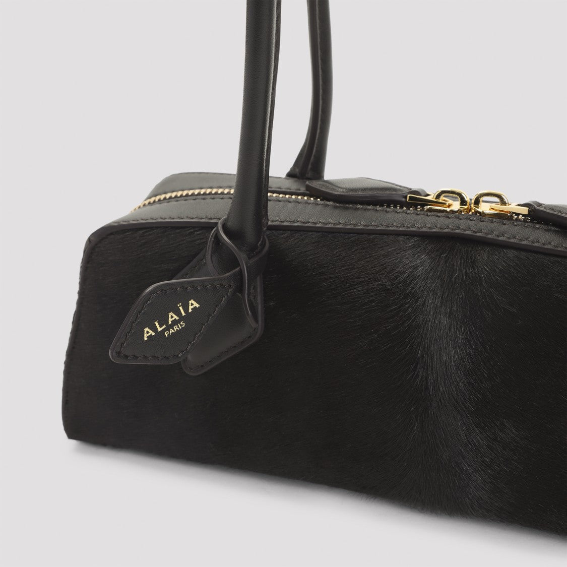 Alaïa Brown Calf Leather And Hair Handbag With Zip Closure