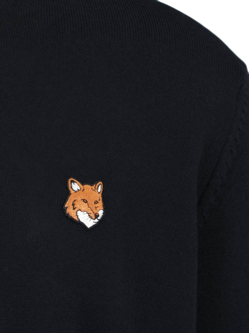 Maison Kitsuné Black Fox Head Ribbed Cotton Sweatshirt