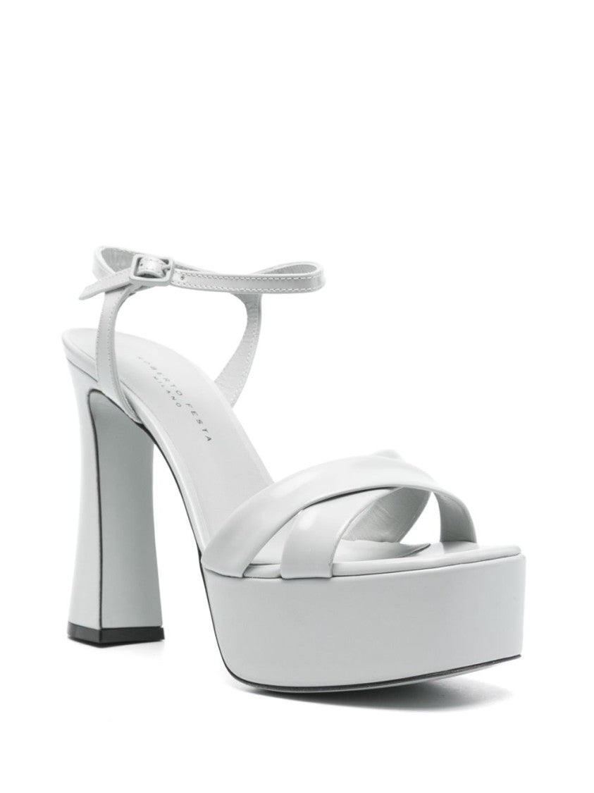 Roberto Festa Ash Grey Crossover High Block Sandals