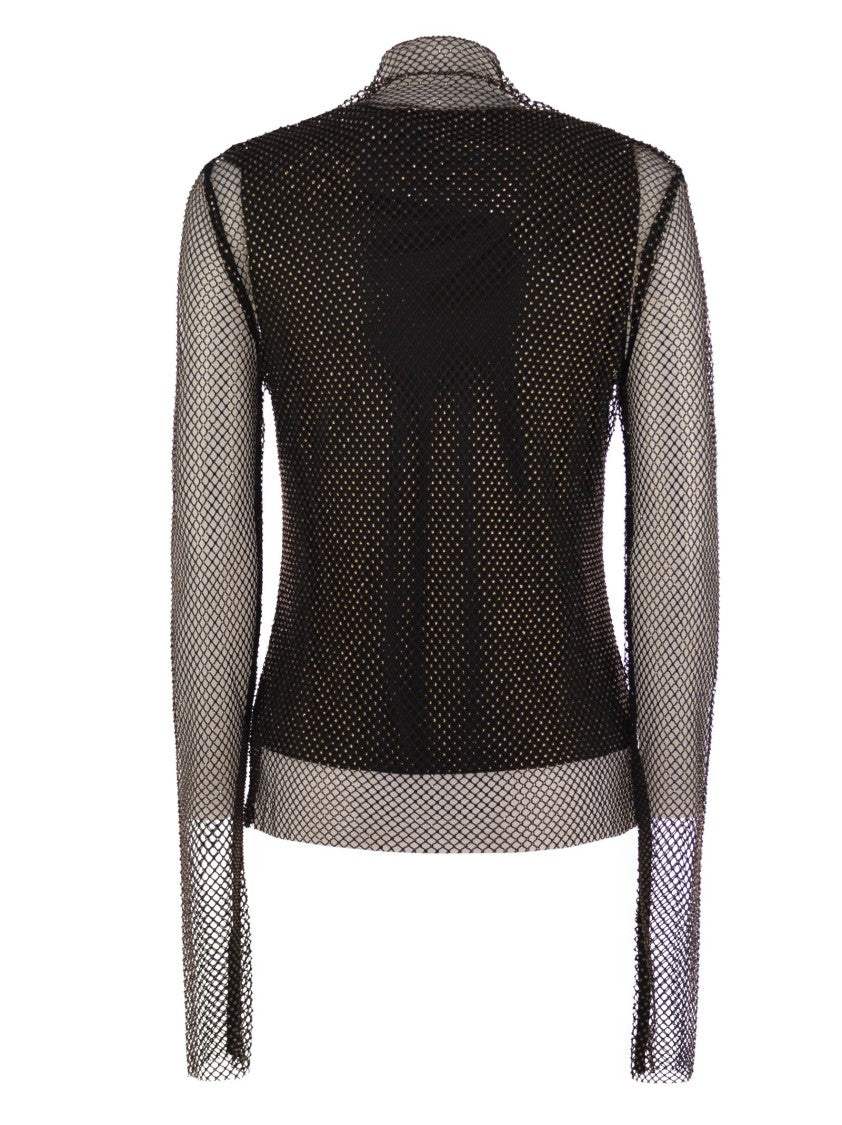 Sportmax Gerarda - Mesh T-Shirt With Rhinestones