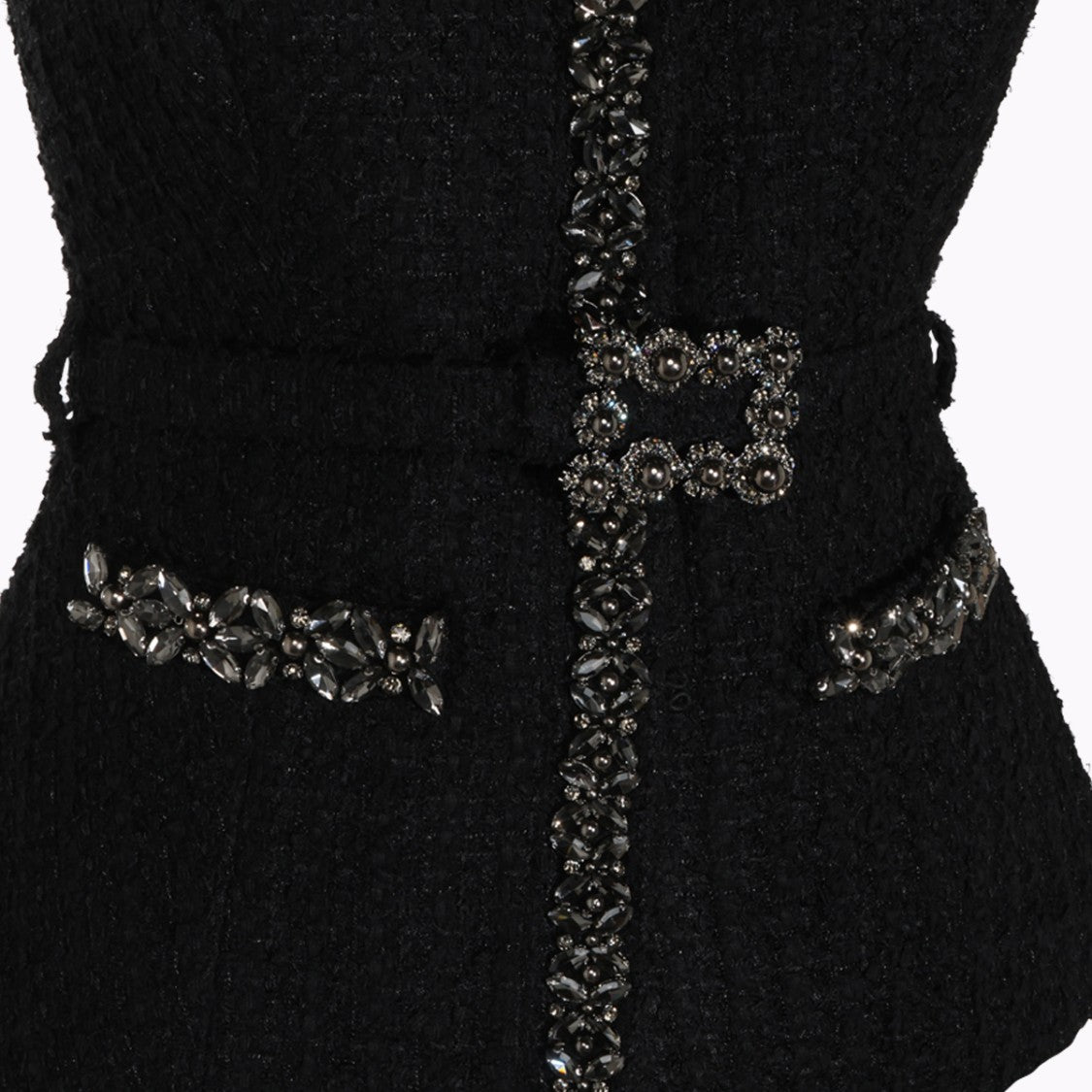 Self-Portrait Fitted Tweed Peplum Beaded Midi Dress