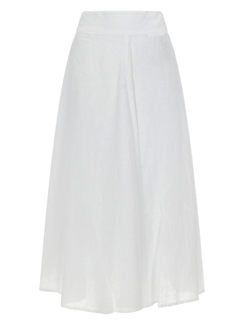 120% Lino Flared Silhouette High Waist Skirt